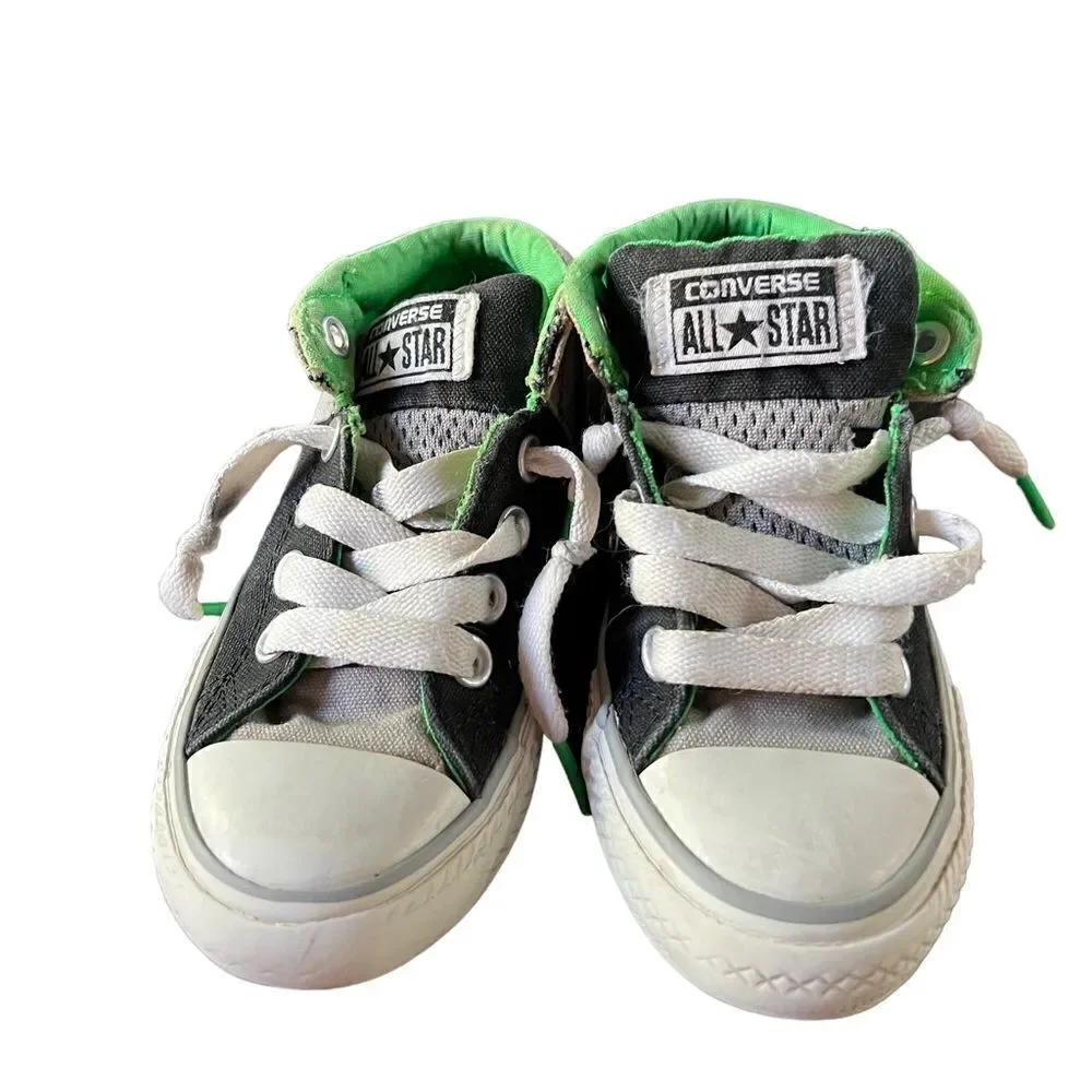 Converse All Stars unisex youth sneakers in grey, green‎ and black size 11
